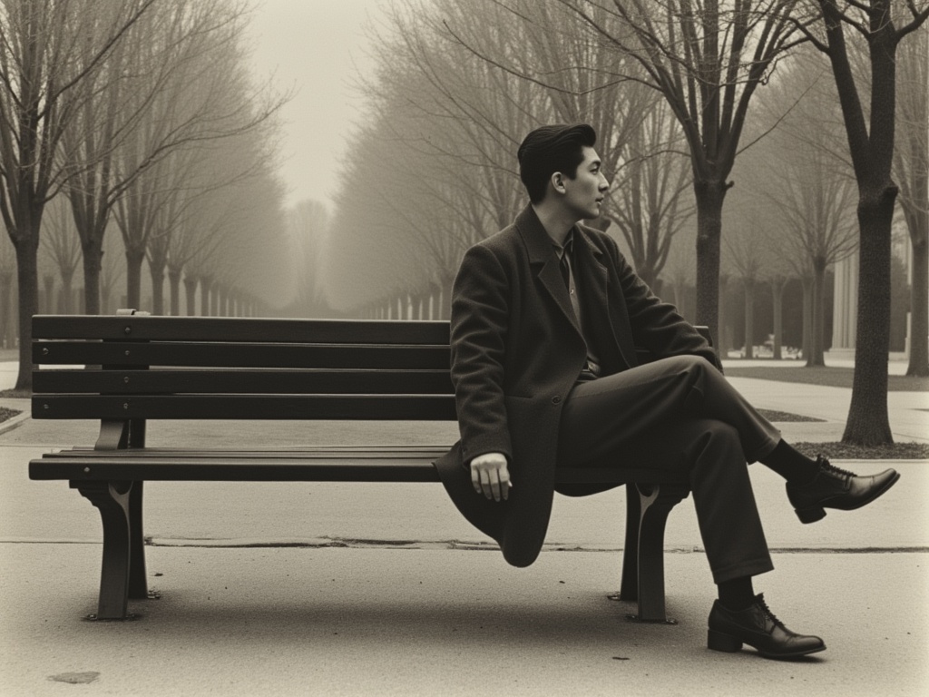 A person sitting alone on a bench, looking thoughtful and introspective